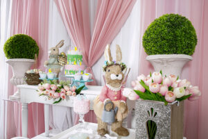 easter bunny pink rabbit flowers decor