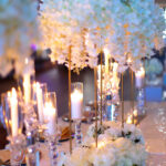 wedding flowers display with candles